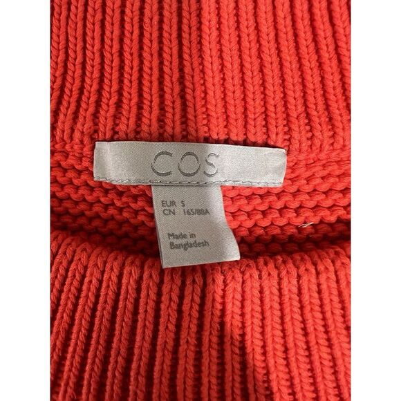 COS Red 100% Cotton Sweater SZ S Bright Colorful Everyday Staple Casual Cozy - Picture 3 of 6